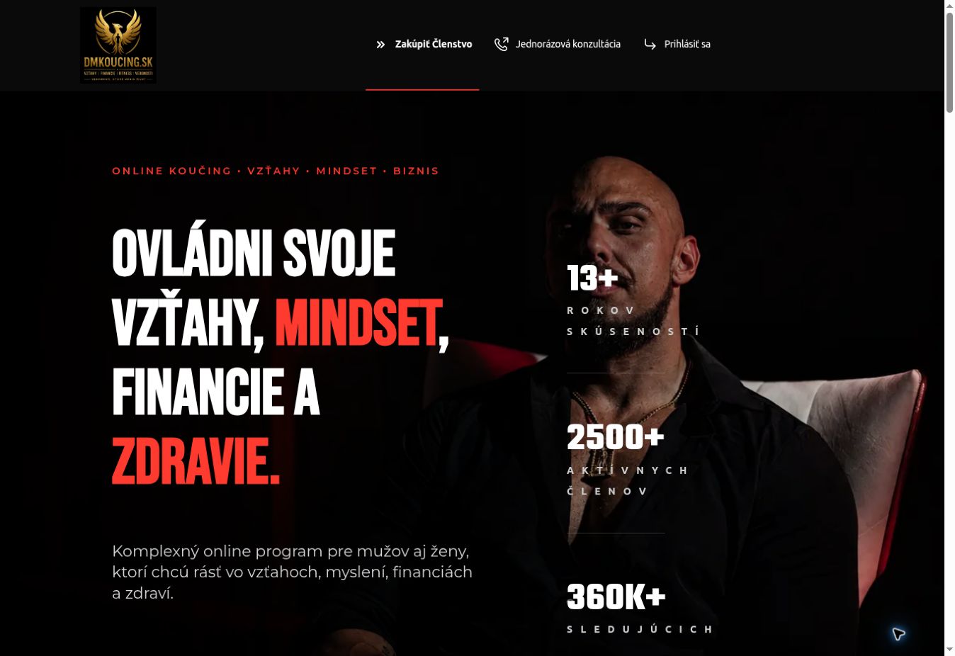 Skutočný náhľad webu DM Koučing