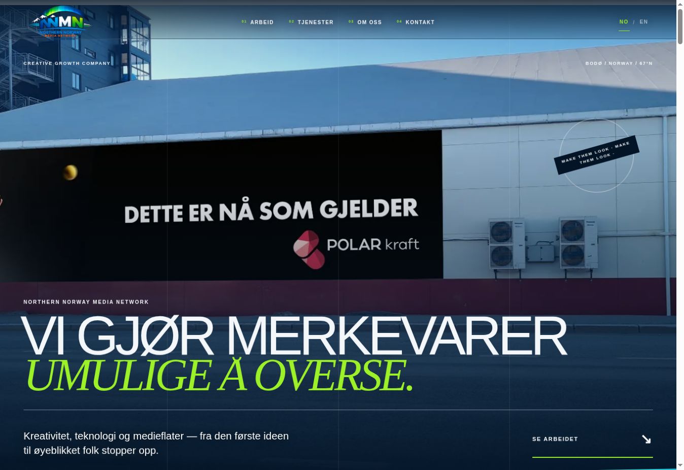 Skutočný náhľad webu nórskej agentúry NNMN